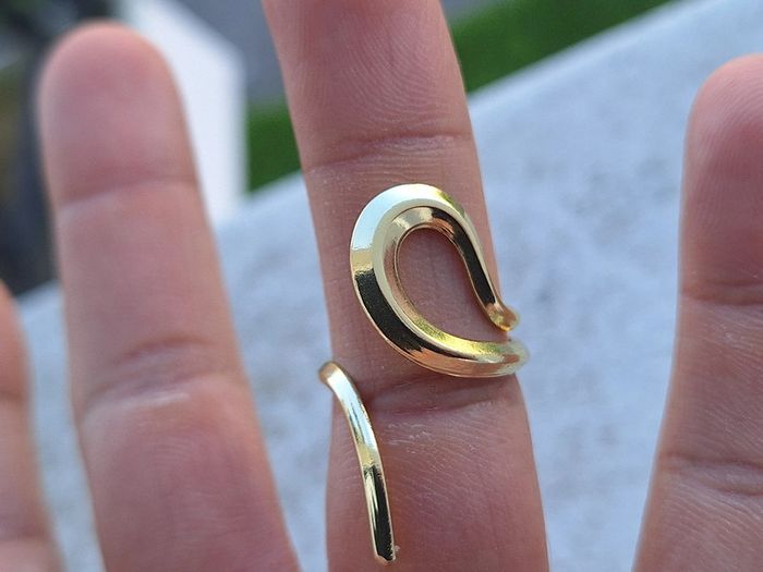 Bague Ouverte Dorée en acier inoxydable, Motif moderne Bague design ouvert Ajustable bague Pour elle - photo numéro 5