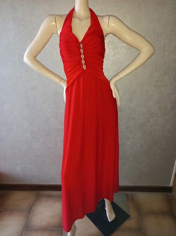 robe longue de soirée dos nu rouge lucas & emma taille 36