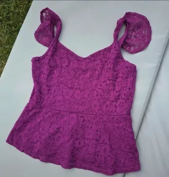 Top dentelle debardeur rose violet taille 42 neuf crochet bohème