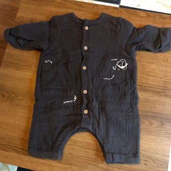 Combinaison gaze de coton gris anthracite