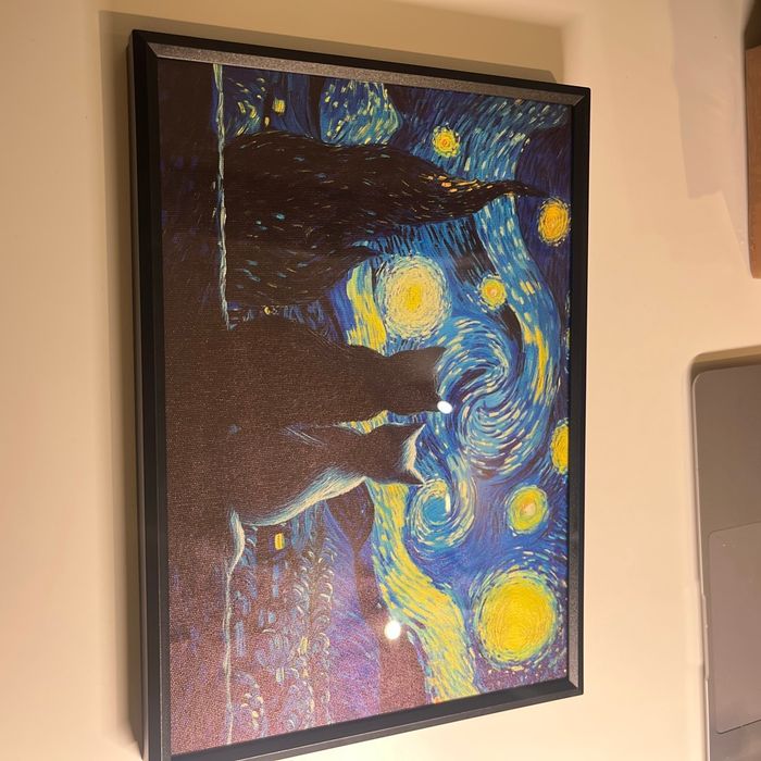 Toile avec cadre Chat Van Gogh