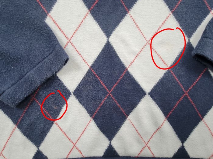 Pull Tommy Hilfiger homme M – motif losange bleu/blanc – bon état d’usage - photo numéro 5