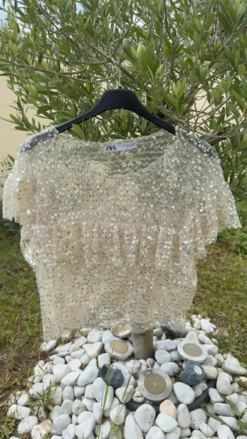 Top blanc sequin zara - Taille S