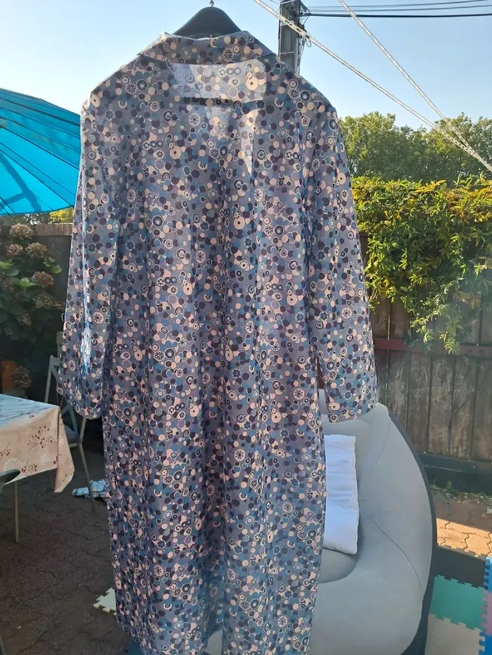 Robe / blouse boutonnée Vintage motifs années 60, 2 poches - T 42 - photo numéro 3