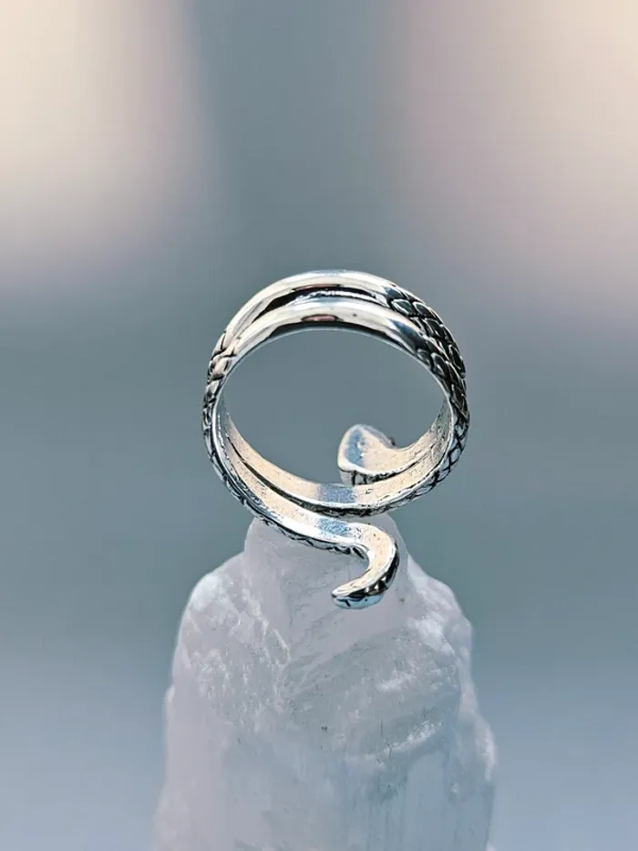 Bague acier inoxydable serpent ajustable œil rouge - photo numéro 5