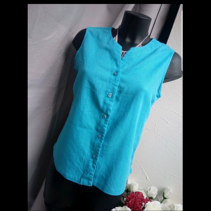🌻 Blouse turquoise en lin