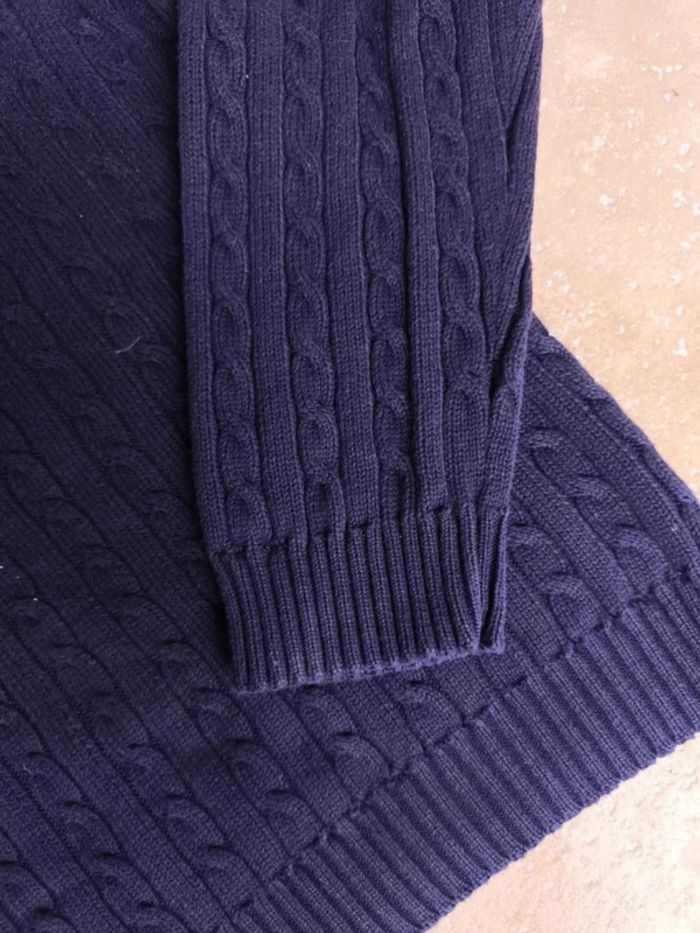 Pull torsadé femme Lauren Ralph Lauren bleu marine avec logo rouge brodé taille XL - photo numéro 8
