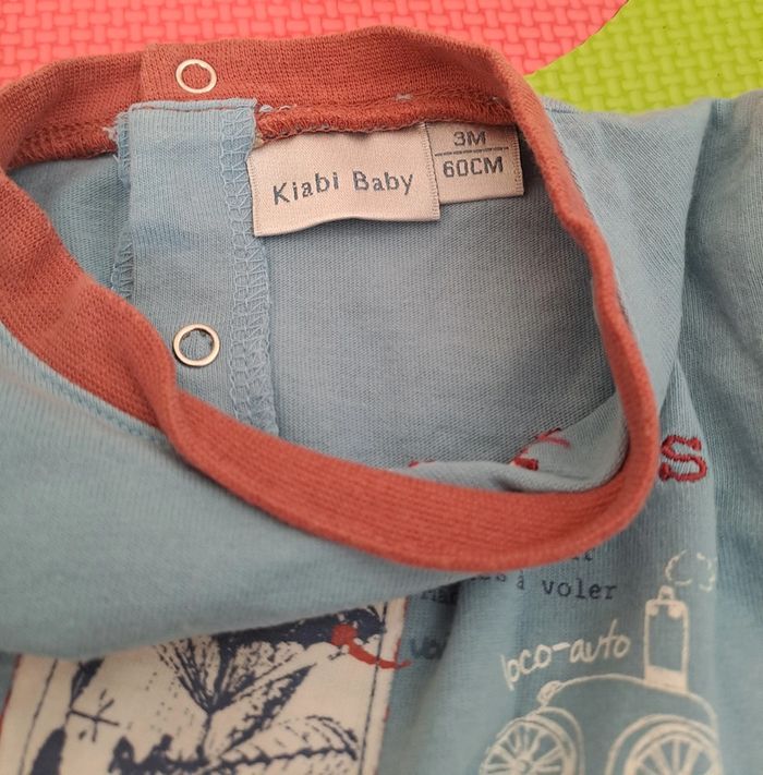 Ensemble bleu t-shirt manches courtes pantalon jean, kiabi, taille 3 mois (60 cm) - photo numéro 4