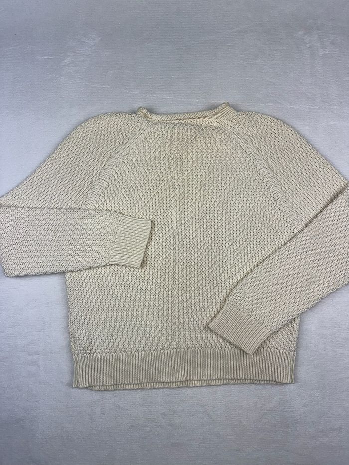 Pull femme Ralph Lauren beige clair / écru 100% coton Taille L femme maille épaisse premium #02225 - photo numéro 7