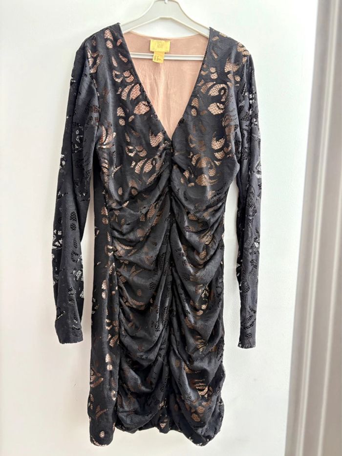 Robe moulante noire et beige H&M 40 - photo numéro 4