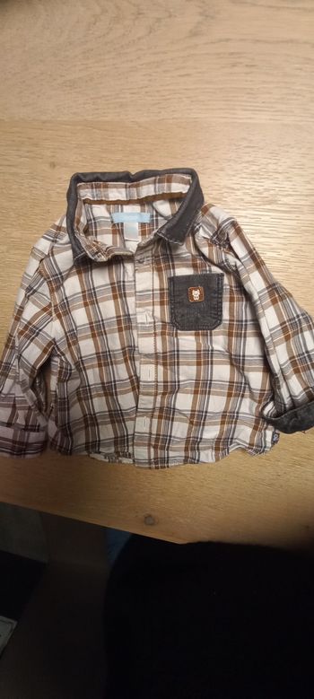 Chemise 18 mois rayée marron