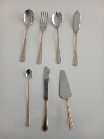 Ménagère de service 7 pièces - Inox 1810 Italie - Finition Dorée