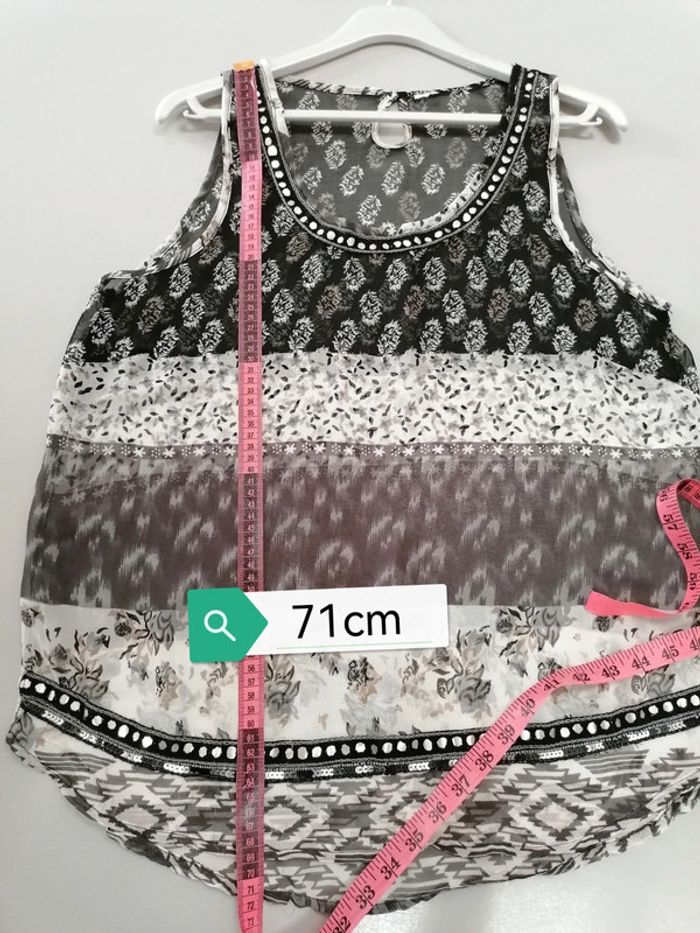 Blouse Tunique transparente gris beige 42 - photo numéro 8