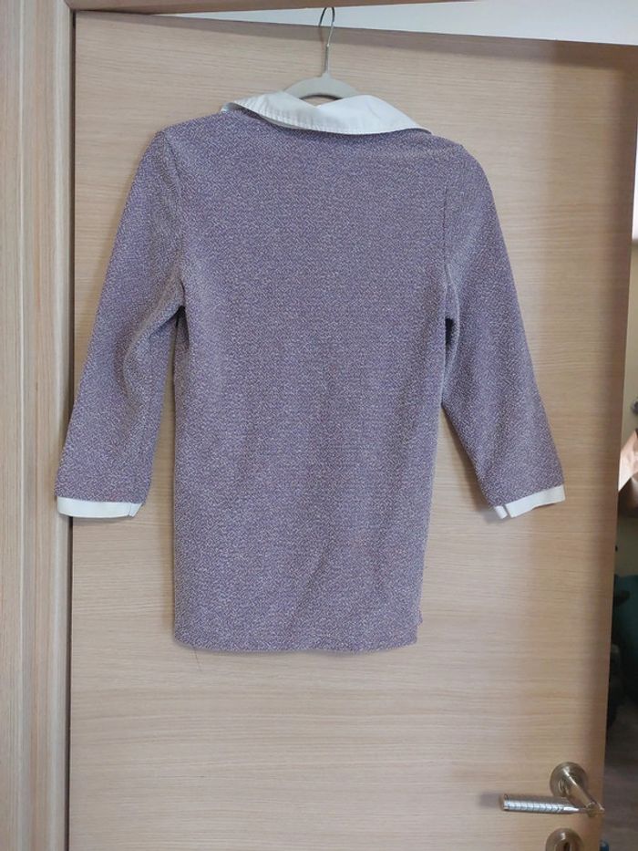 Haut mauve avec col blanc vintage - photo numéro 5