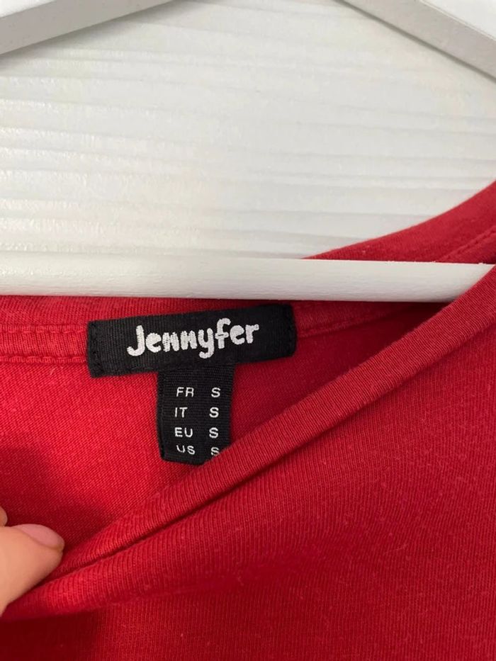 Haut t-shirt rouge léger fluide écritures blanches col rond manches courtes - photo numéro 4