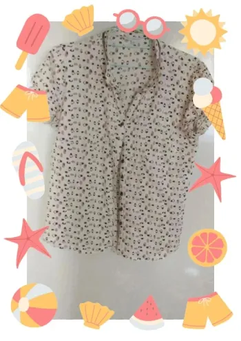 Chemisier / chemise manches courtes motifs vintage