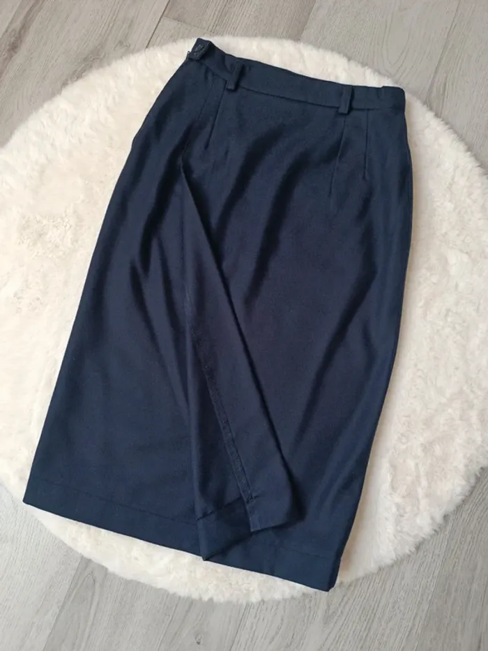 Jupe droite bleu marine vintage taille 42 - photo numéro 2