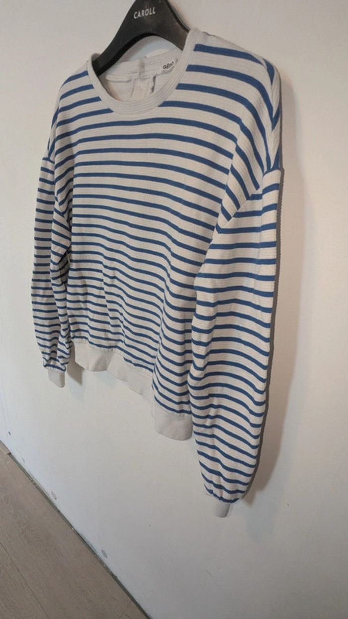 Pull rayé femme blanc et bleu S - photo numéro 5