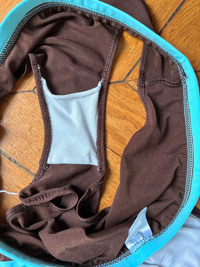 Maillot de bain 2 pièces turquoise et marron Taille 42 - photo numéro 9