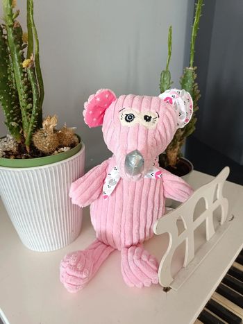 Doudou peluche souris les deglingos (32 cm debout et 23 cm assis)