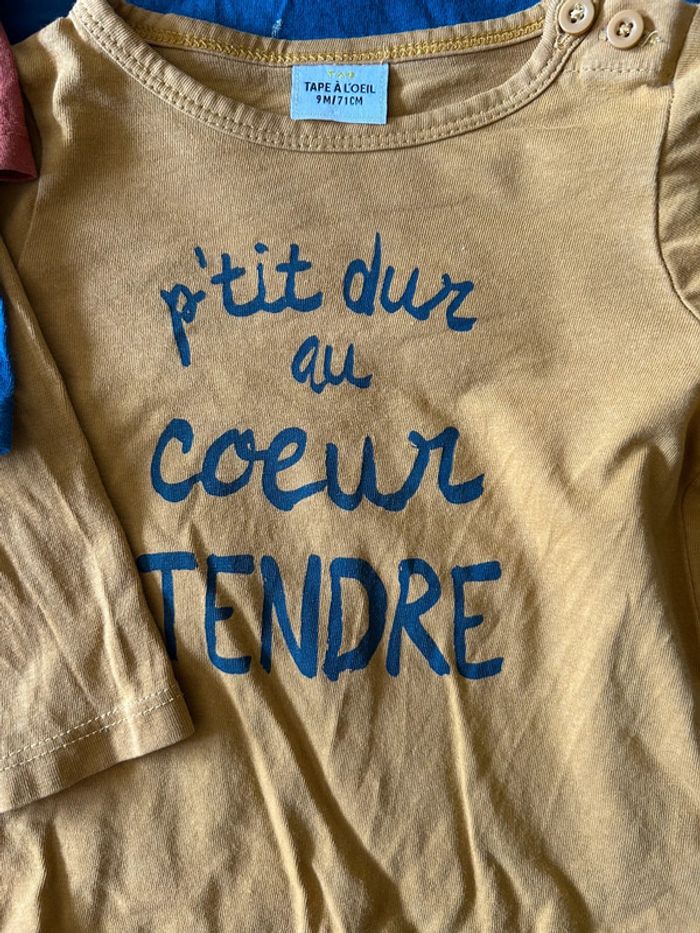 Lot 3 tshirts manches longues léger 9 mois - photo numéro 2