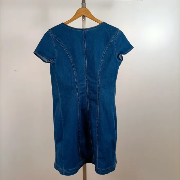 Robe courte en jean zippée devant col V manches courtes taille 34 FR XS - Rainbow A1409 - photo numéro 6