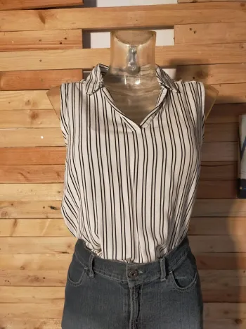 Débardeur rayé noir et blanc