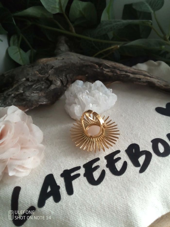 Bague pierre naturelle d'agate Sakura , acier inoxydable - photo numéro 2