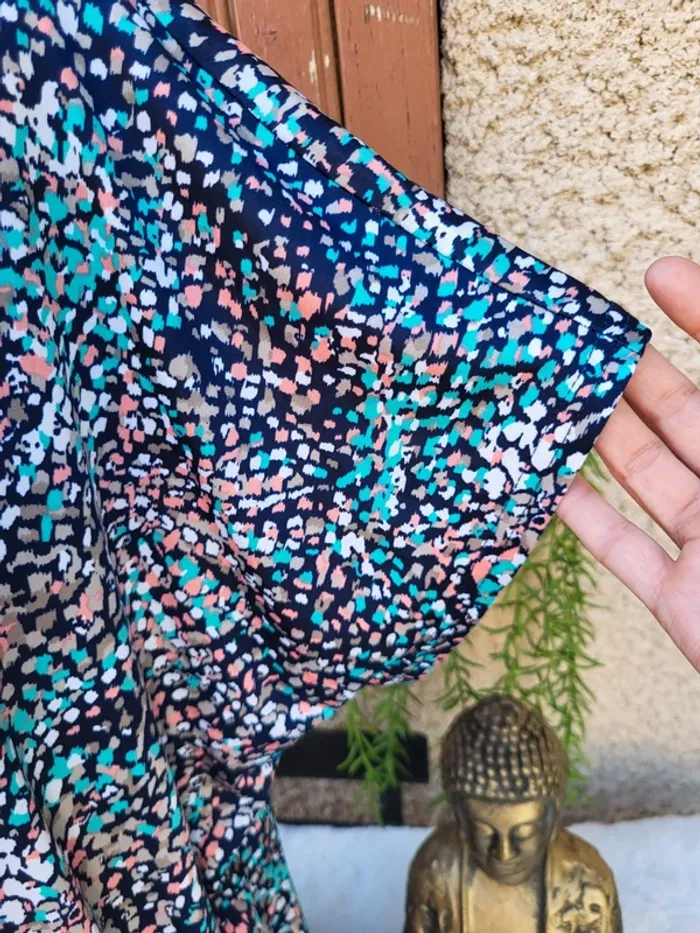 Blouse fluide tacheté bleu marine multicolore la maison du jersey taille 52 - photo numéro 6