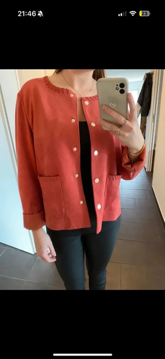 Veste suédine vieux rose