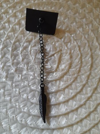 Boucle d oreille pendante plume