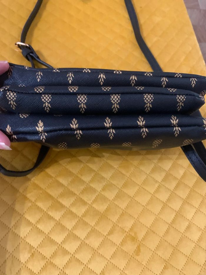 Sac à main Moa noir avec  motif Ananas doré - photo numéro 8