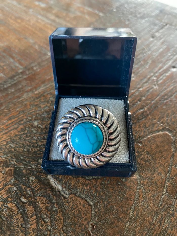 Magnifique bague réglage avec turquoise - photo numéro 4