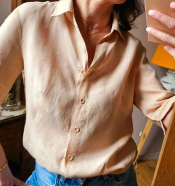 Chemise en lin beige manches 3/4