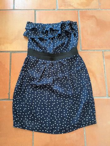 Robe bustier bleu marine à pois