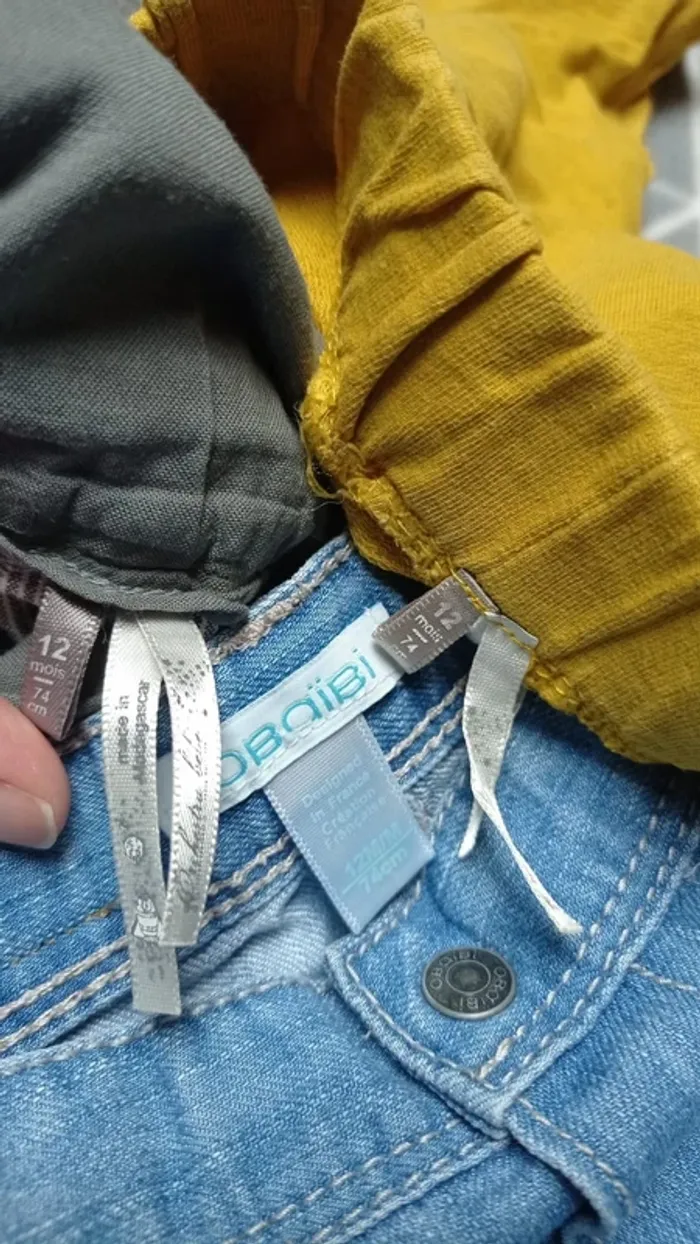 🦁Lot 1 salopette + 2 pantalons, 12 mois - photo numéro 6