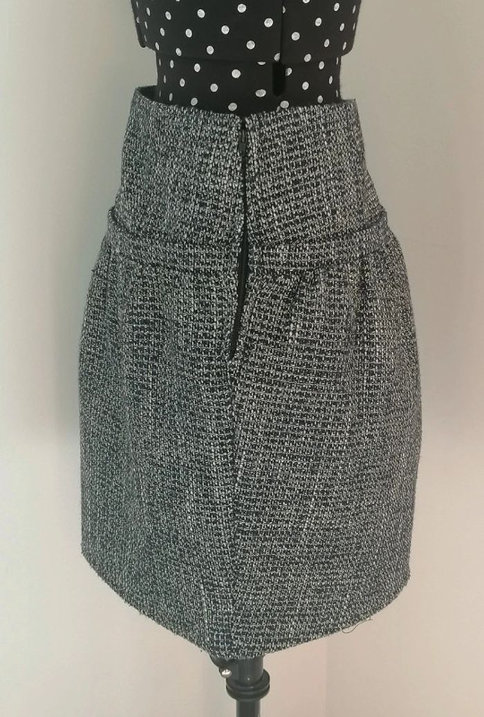 Mini-jupe effet tweed bleu marine blanc argenté Taille S Nafnaf - photo numéro 6