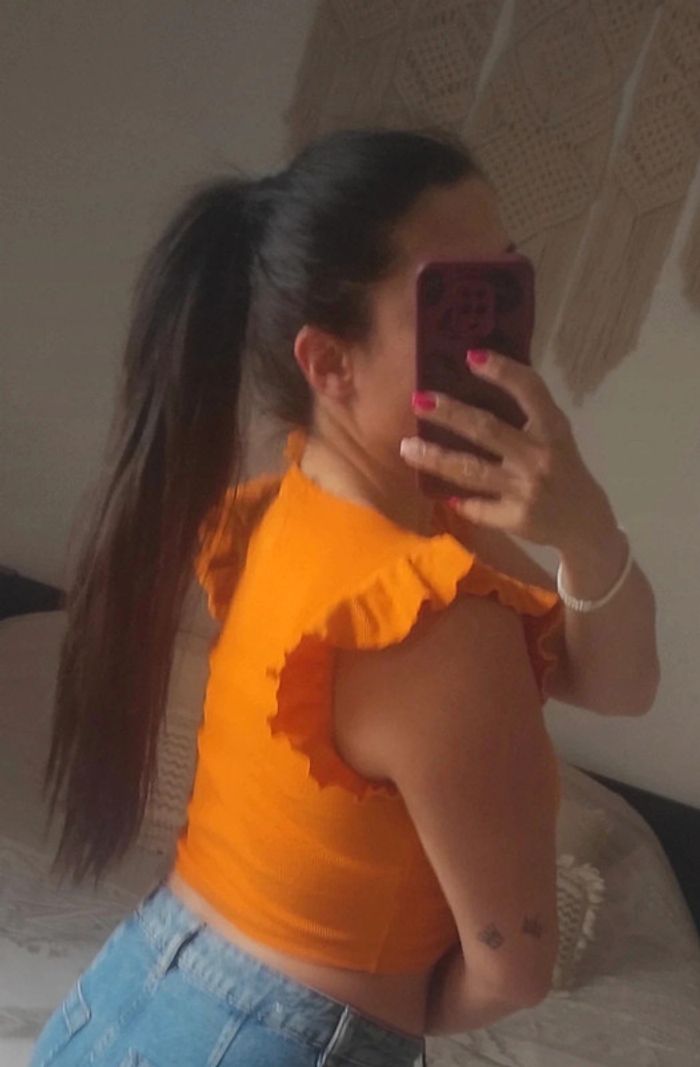 Croc top Zara orange L coton élasthanne - photo numéro 4