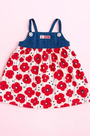 Robe bébé fille DPAM - 6/9 mois - Fleurs rouges