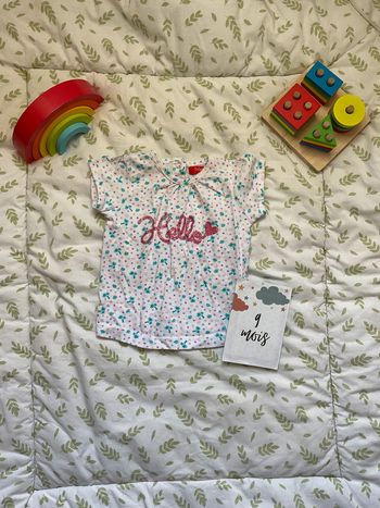 teeshirt manches courtes blanc motifs palmiers 9 mois tissaia