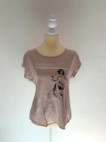 T-shirt rose poudré vintage femme – Ici & Maintenant – Taille 34/36