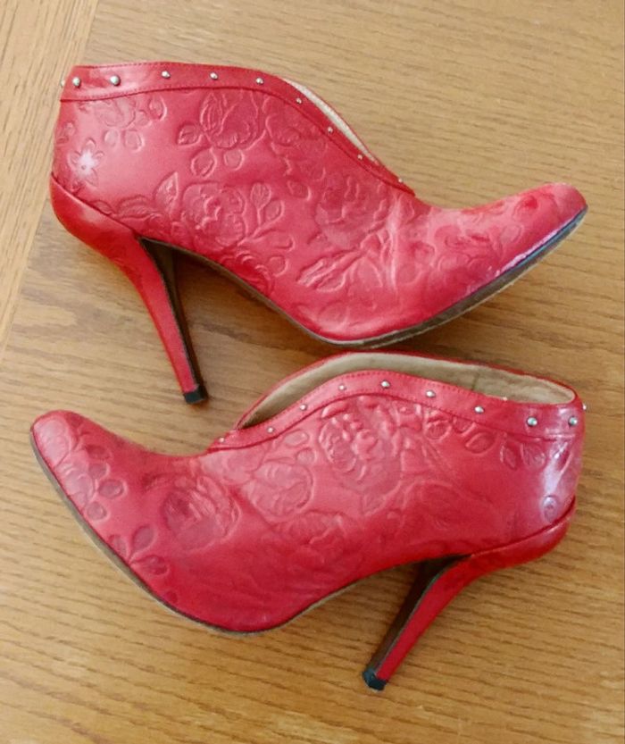 Magnifiques bottines Diesel en cuir rouge - photo numéro 4