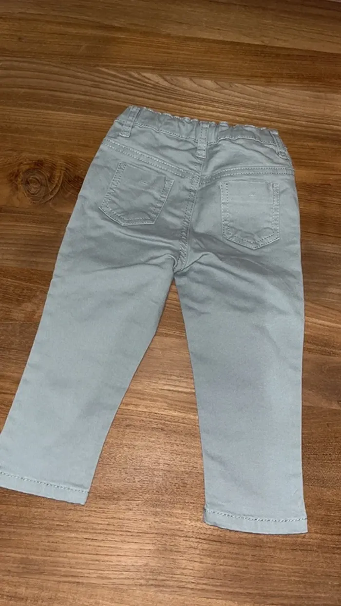 Pantalon style chino kiabi 18 mois vert eau - photo numéro 4