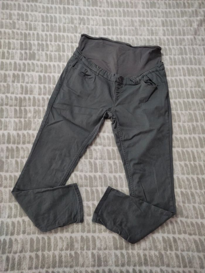 Pantalon jeans slim stretch gris grossesse maternité Kiabi taille 44 - photo numéro 1