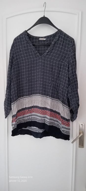 Tunique longue esprit bohème motif mosaïque bleu femme XL camaïeu