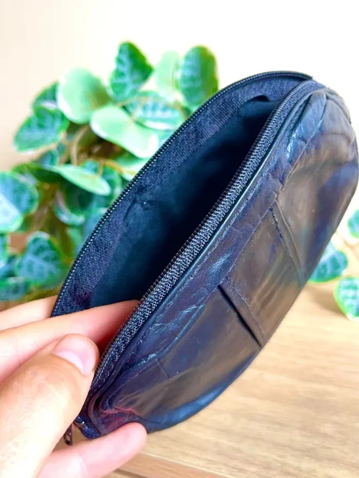 pochette noir vintage cuir vintage poche zip pratique casual unisexe - photo numéro 4