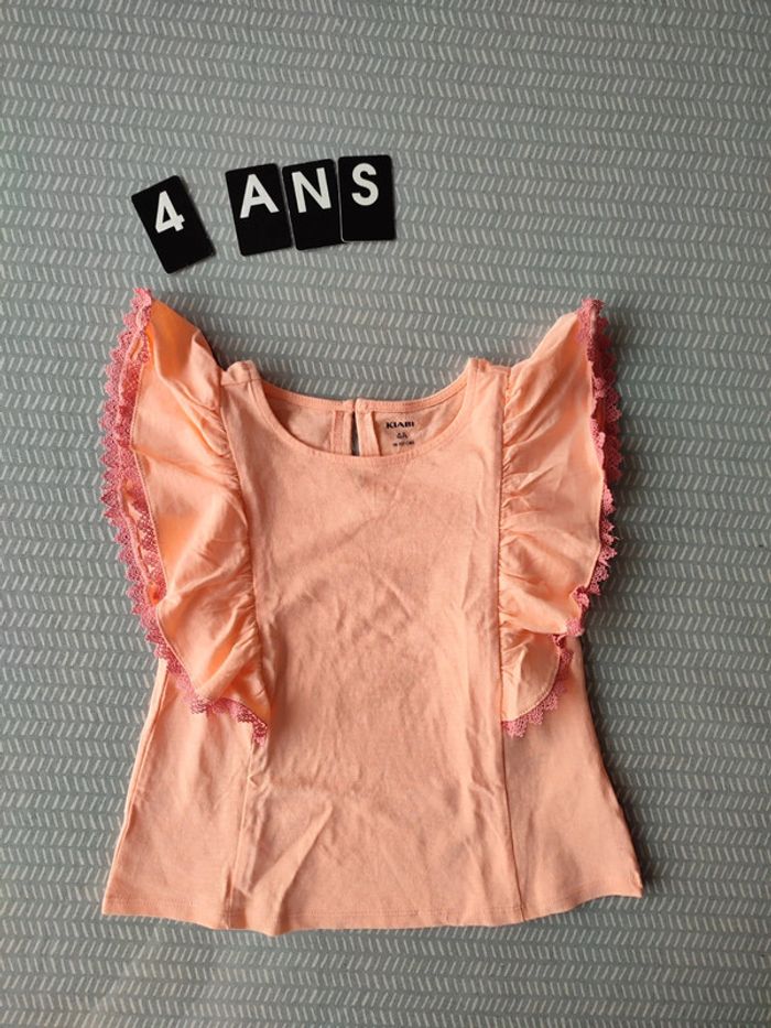 T-shirt été manches fantaisies – Neuf sans étiquette Taille 4 ans Marque : Kiabi