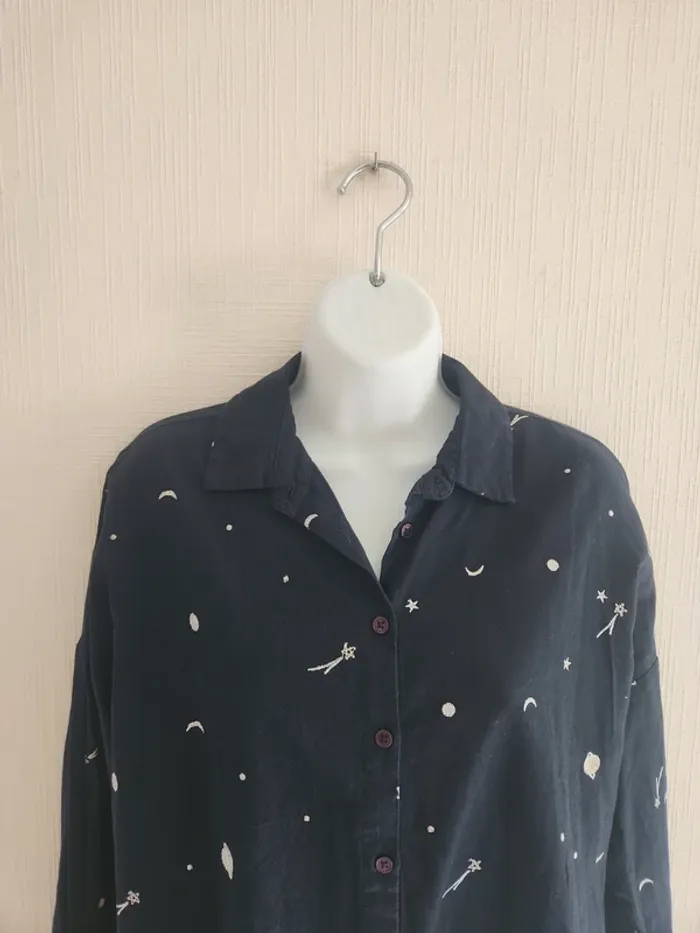 Chemise bleu marine motif cosmique taille S - photo numéro 3