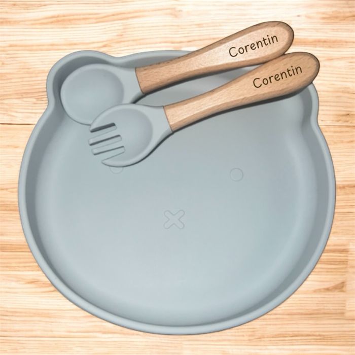Set de repas bébé en silicone personnalisé gravé au laser - photo numéro 6