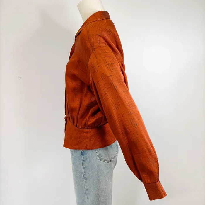 Chemisier / Veste Charmy Couture - Couturier - Orange Bomber - Pièce unique A327 - photo numéro 3
